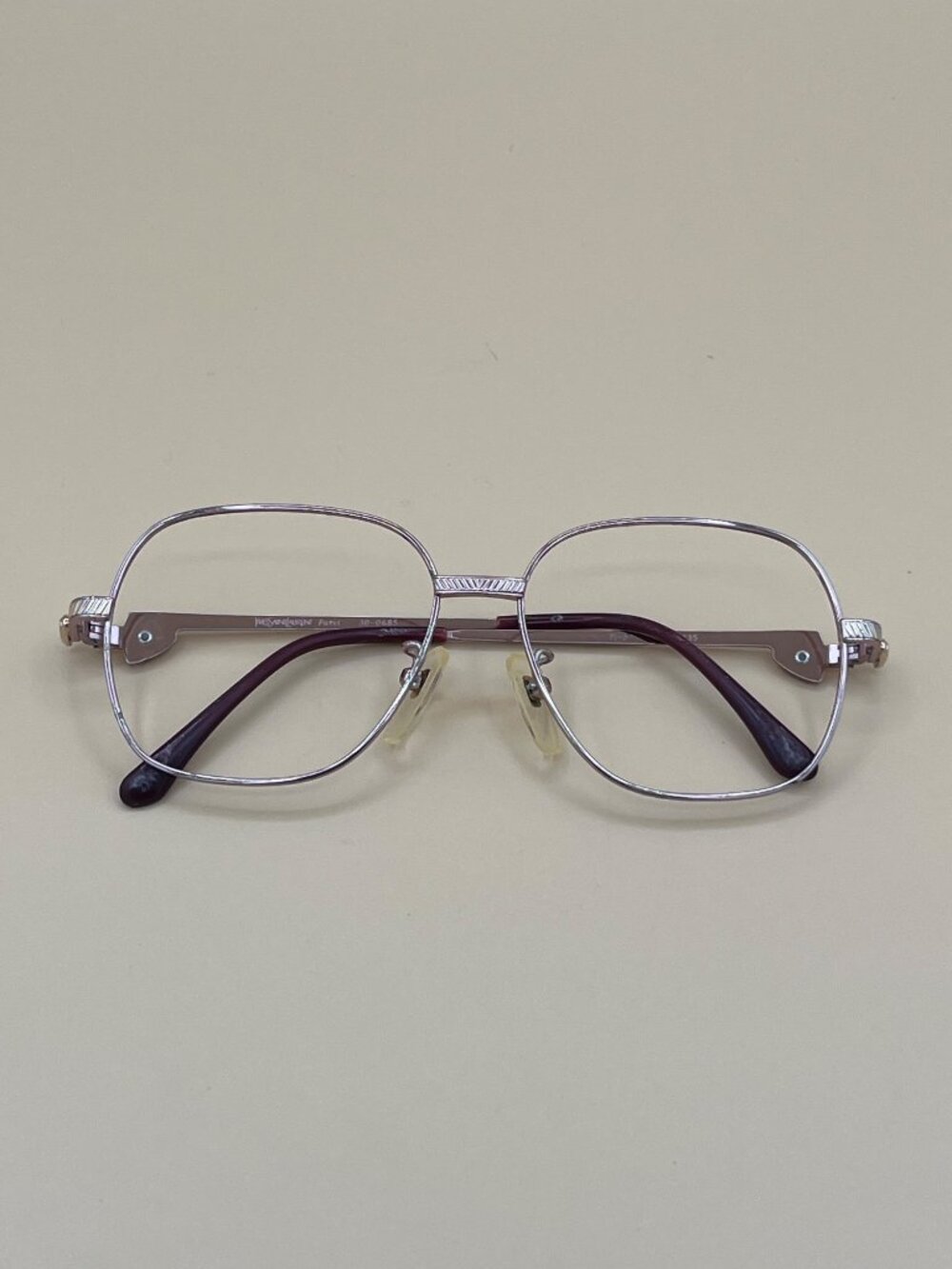Yves Saint Laurent Paris 30-0685 Gold Lilac Burgundy Eyeglasses Frame 54-14-135
